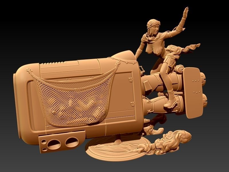 Jakku biker pin-up style 3D print model_12