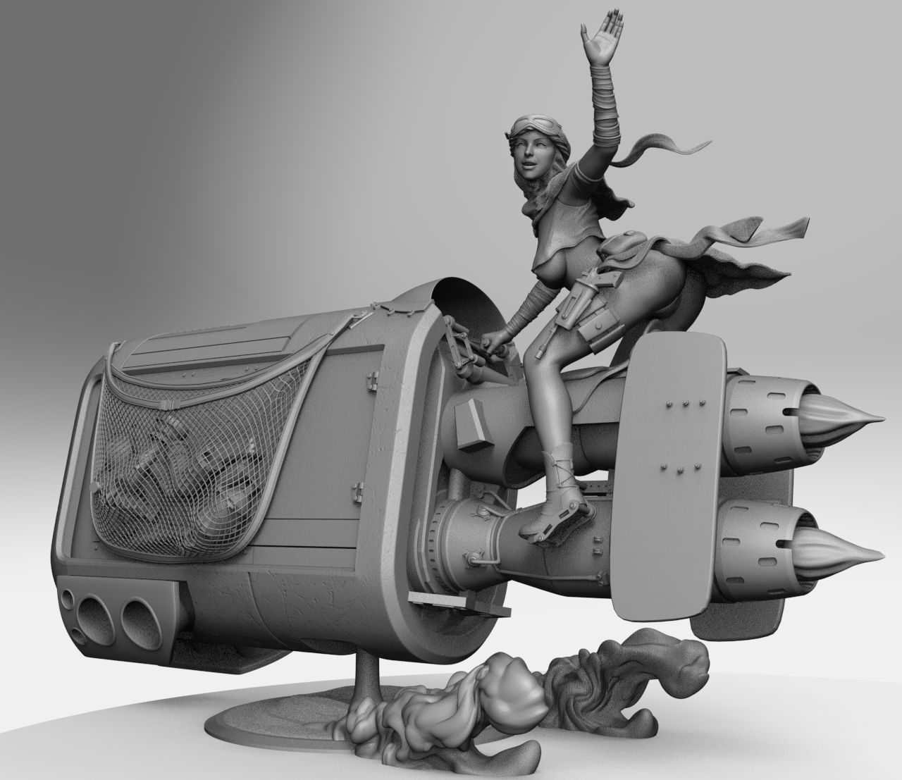 Jakku biker pin-up style 3D print model_7