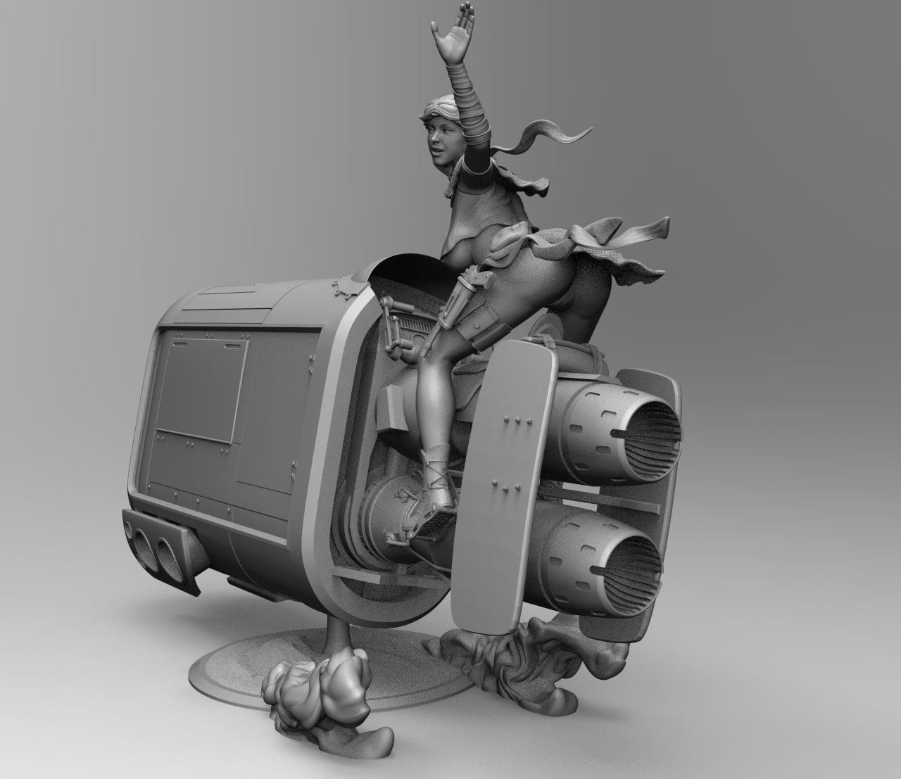 Jakku biker pin-up style 3D print model_2
