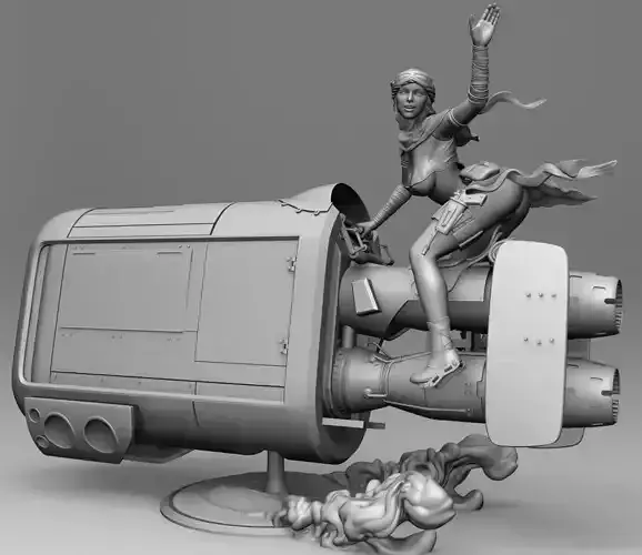 Jakku biker pin-up style 3D print model