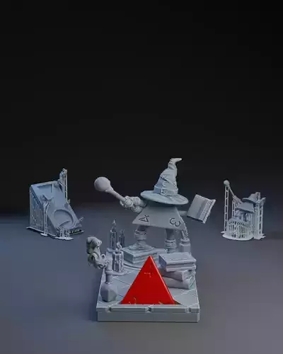 Dice Keepers - D4 Wizard miniature and polyhedral dice stand 3D print model