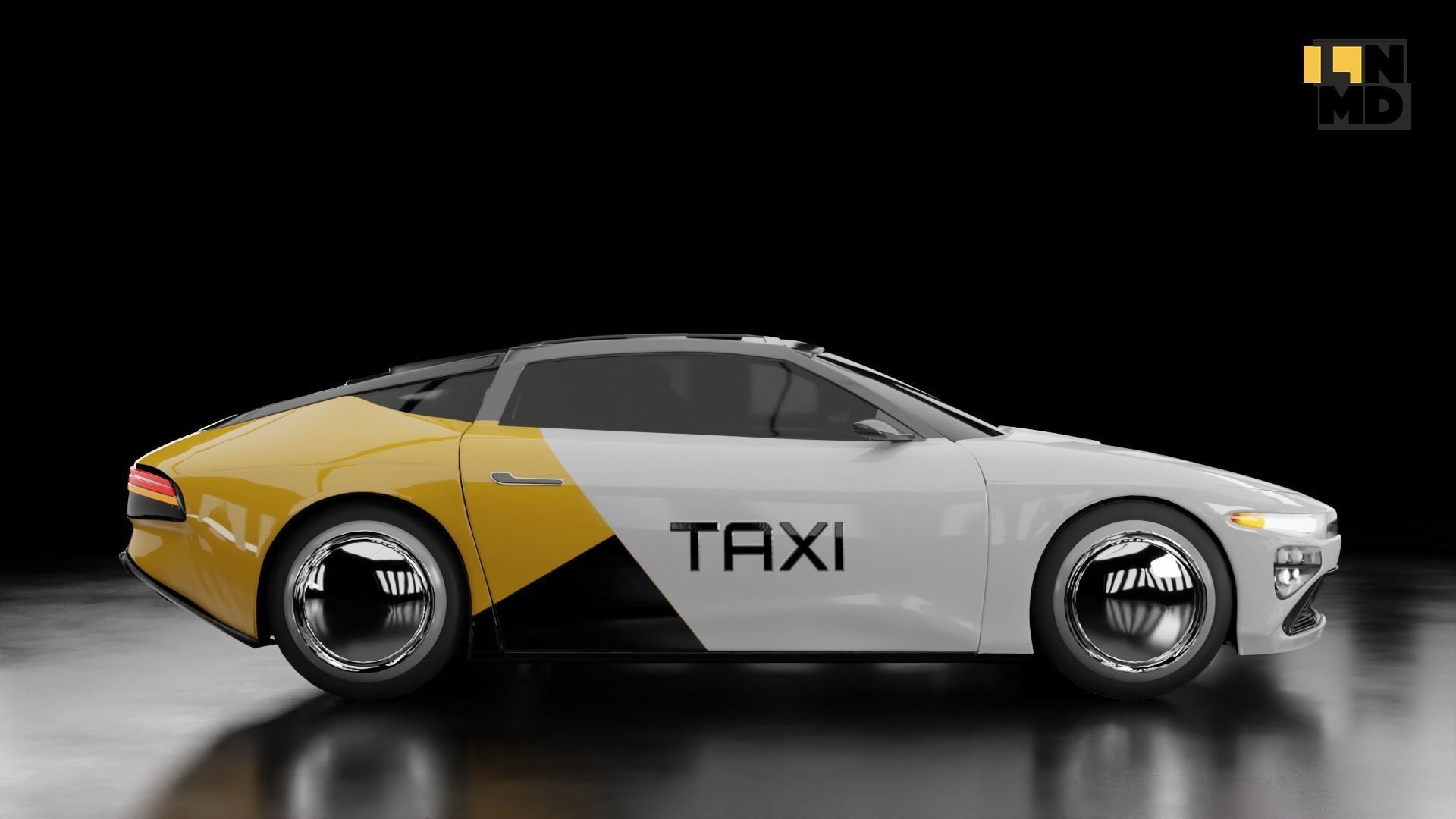 Generic Futuristic Vehicle Police Taxi Car with butterfly doors 3D model_21