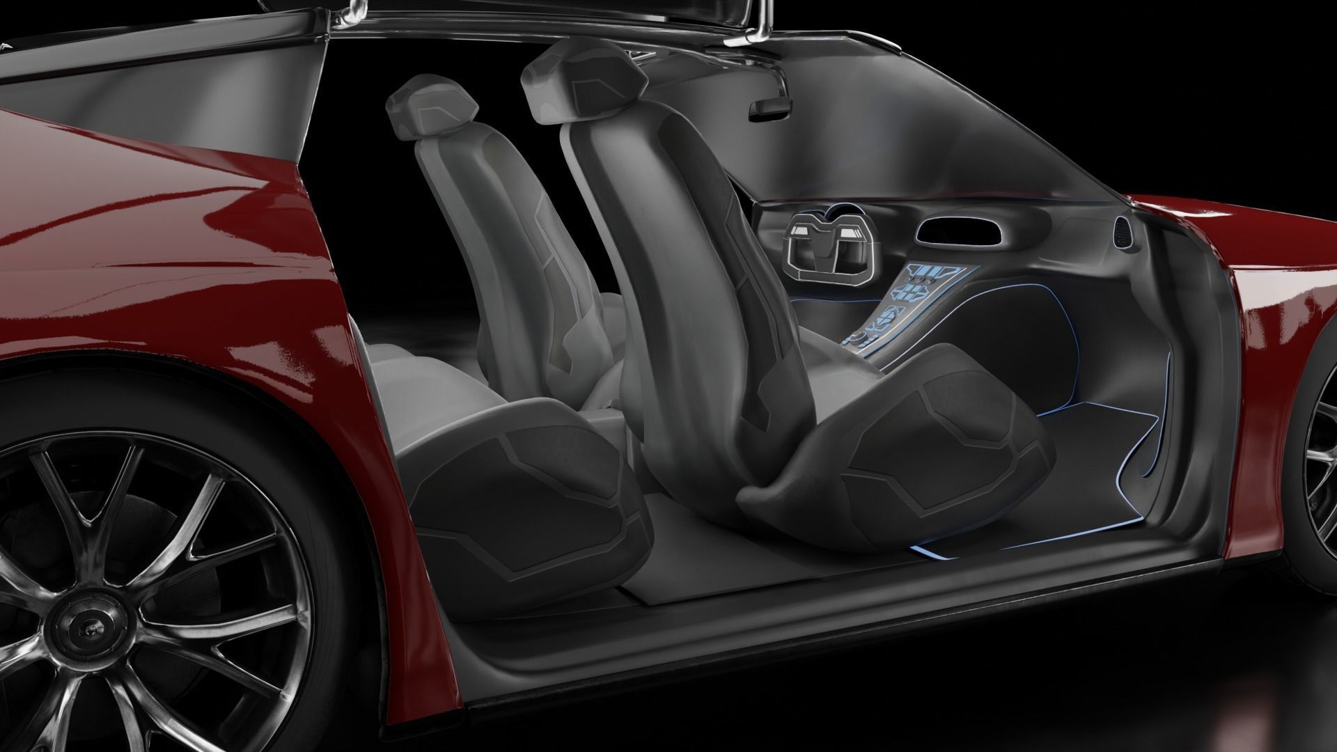 Generic Futuristic Vehicle Police Taxi Car with butterfly doors 3D model_11