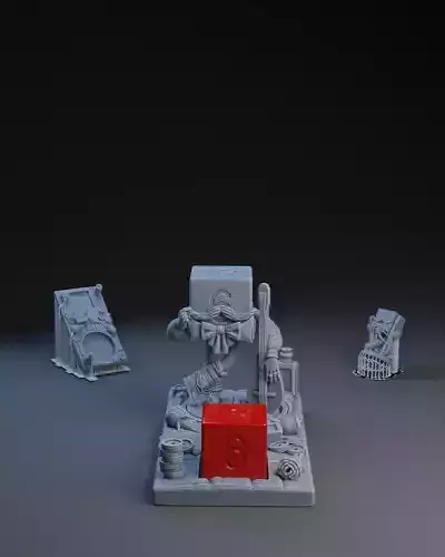 Dice Keepers - D6 Bard miniature and polyhedral dice stand