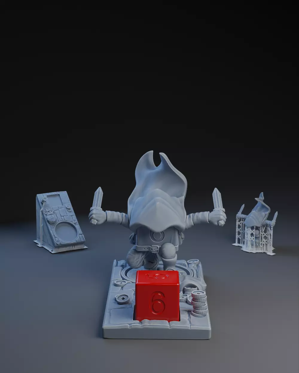 Dice Keepers - D6 Rogue miniature and polyhedral dice stand 3D print model_0
