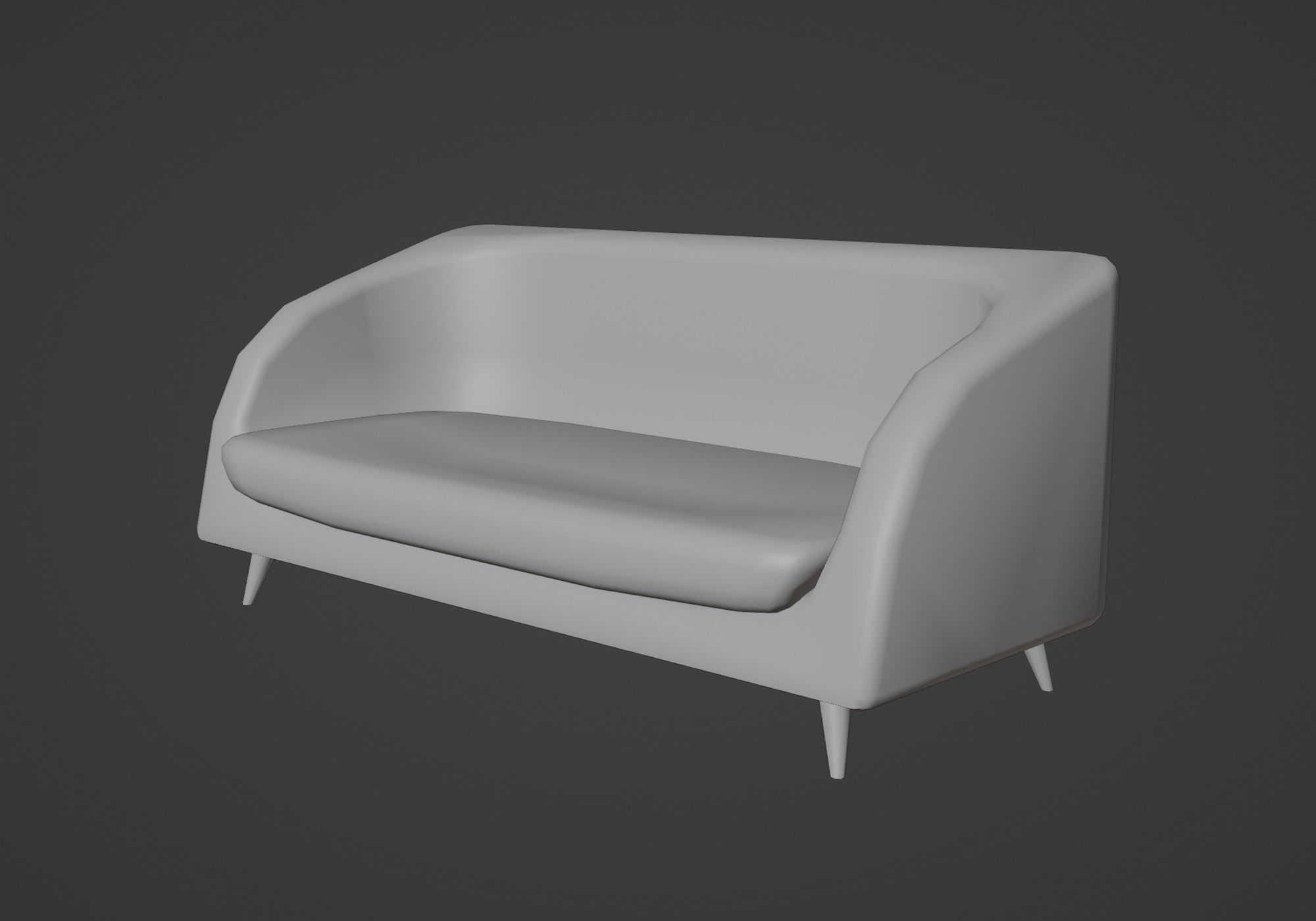 Two seater sofa Low-poly 3D model_1