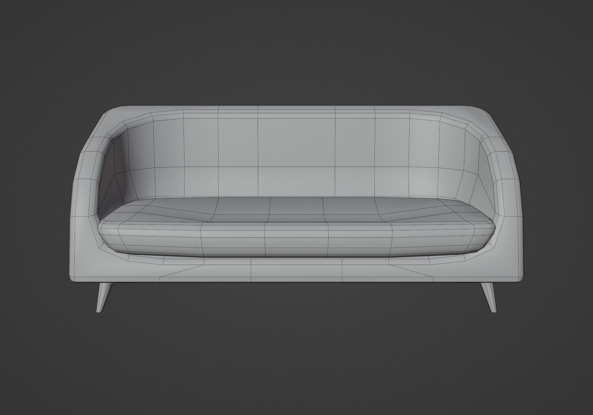 Two seater sofa Low-poly 3D model_4