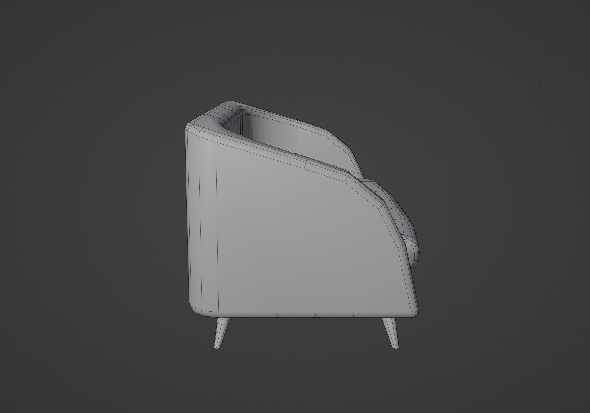 Two seater sofa Low-poly 3D model_6