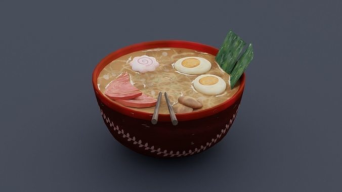 Ramen hand-painted Low-poly 3D model 4