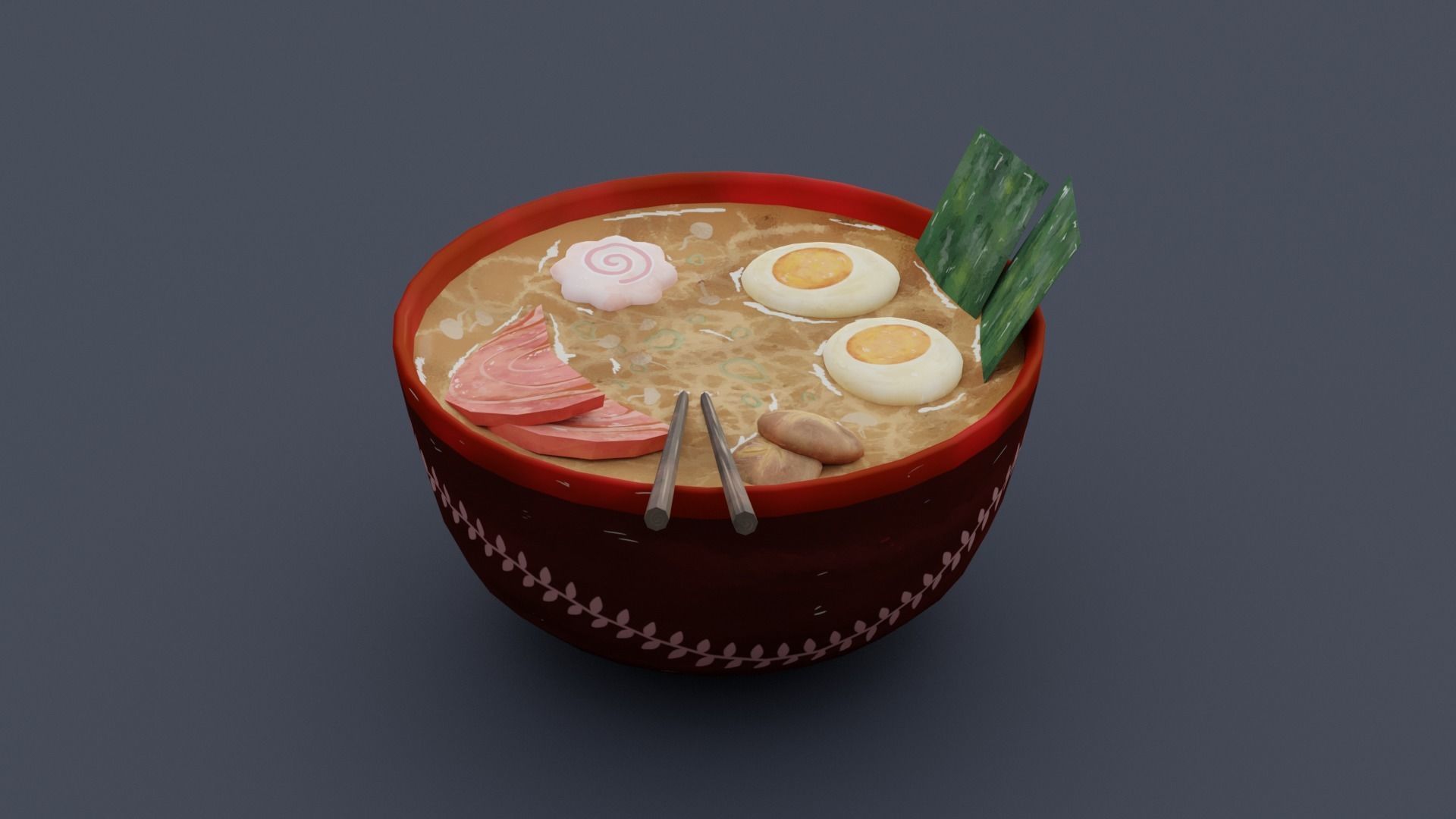 Ramen hand-painted Low-poly 3D model_4