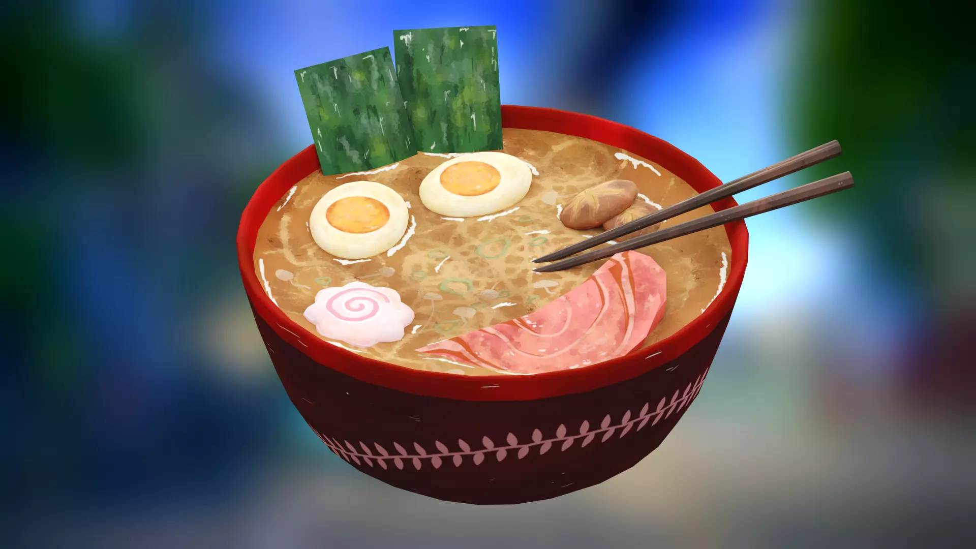 Ramen hand-painted Low-poly 3D model_0