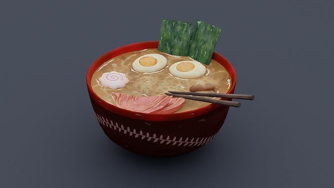 Ramen hand-painted Low-poly 3D model 5