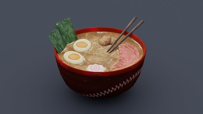 Ramen hand-painted Low-poly 3D model 3