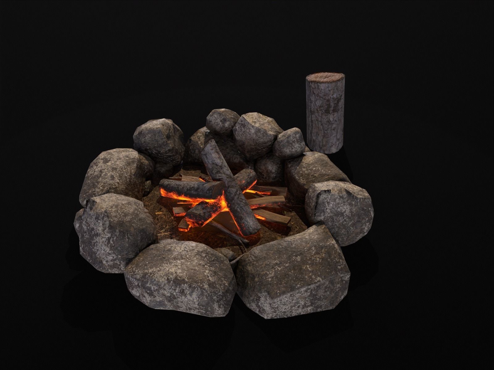 Small Fire Pit Low-poly 3D model_12