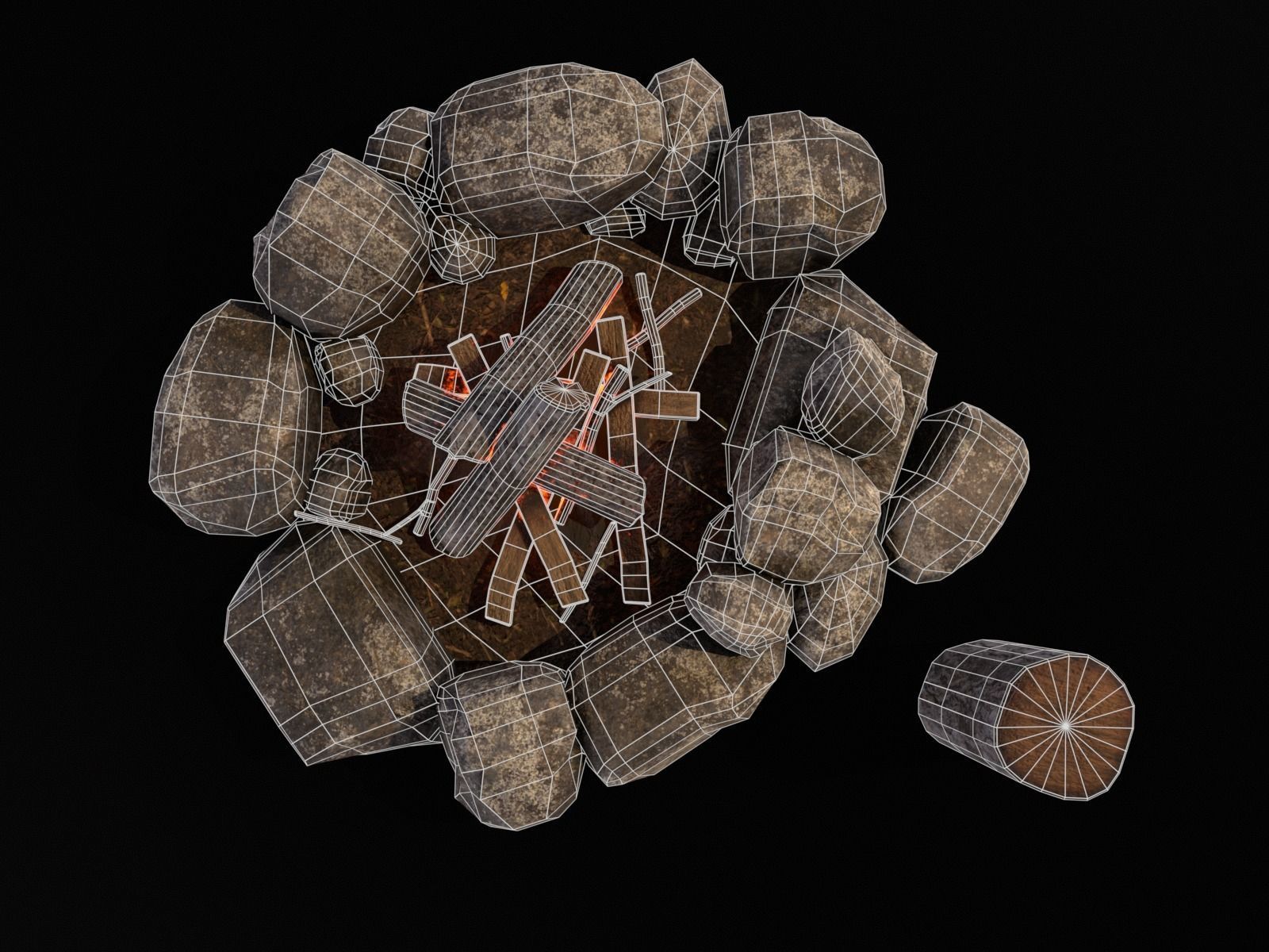 Small Fire Pit Low-poly 3D model_21