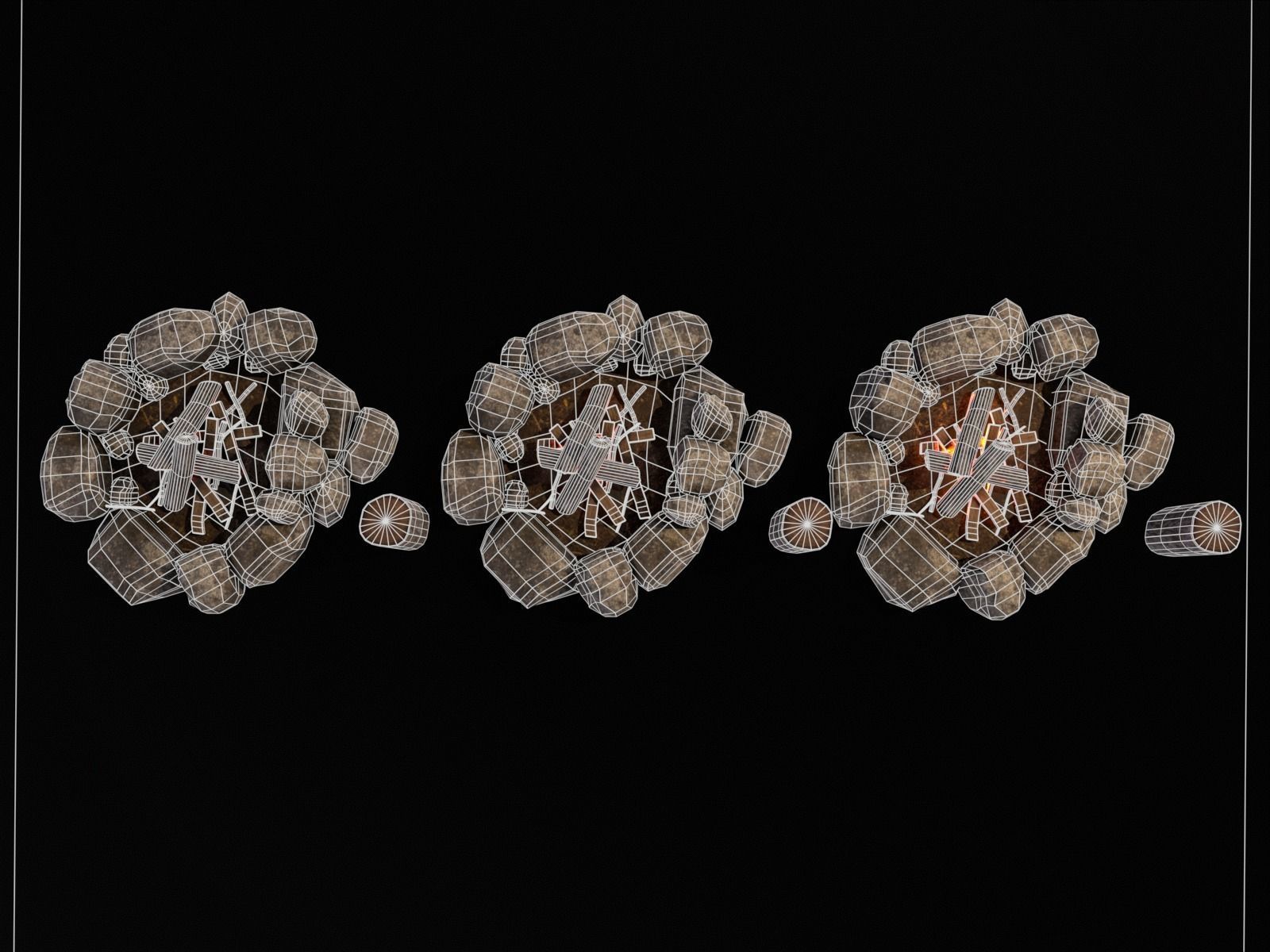 Small Fire Pit Low-poly 3D model_23