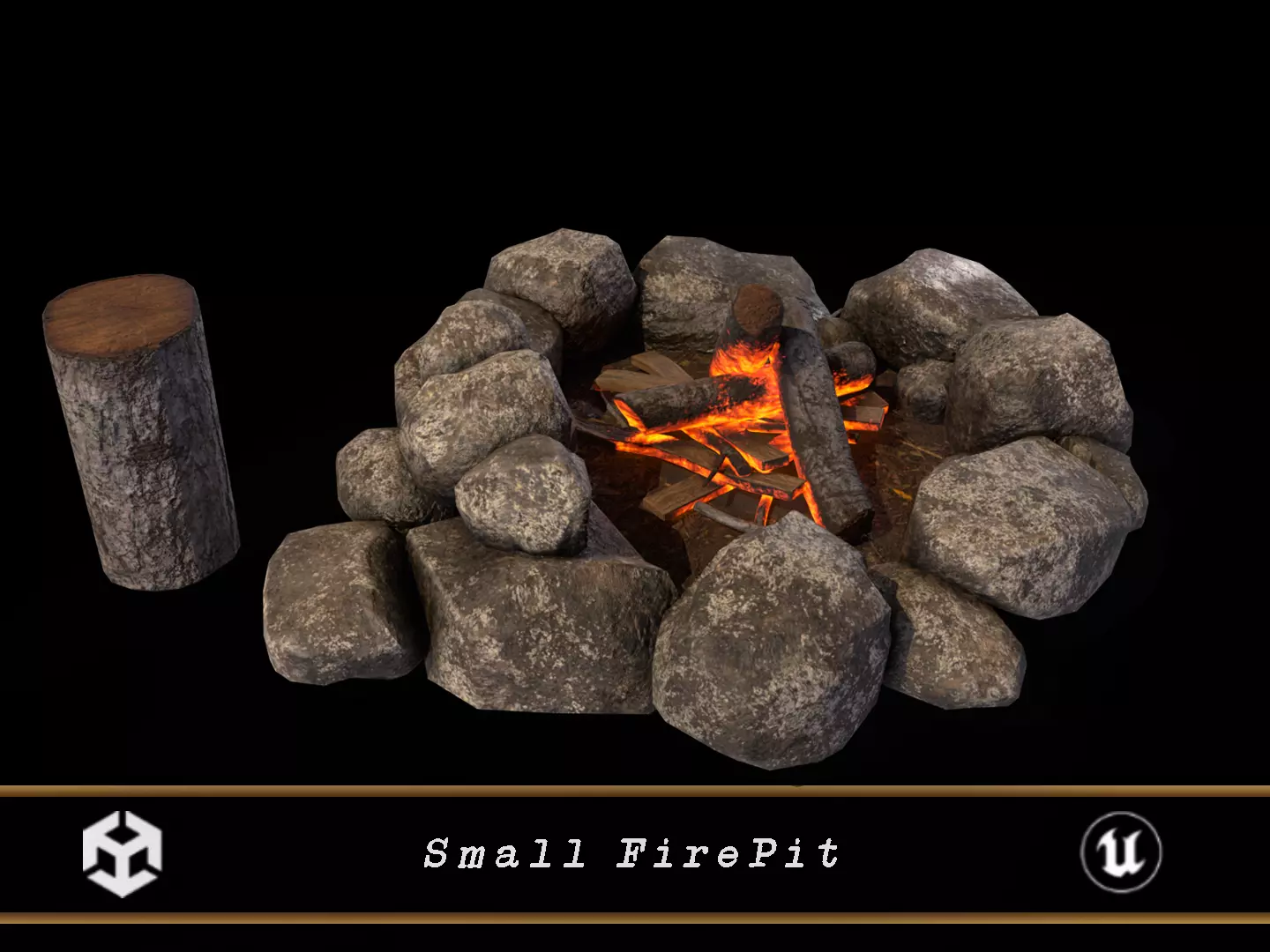 Small Fire Pit Low-poly 3D model_0