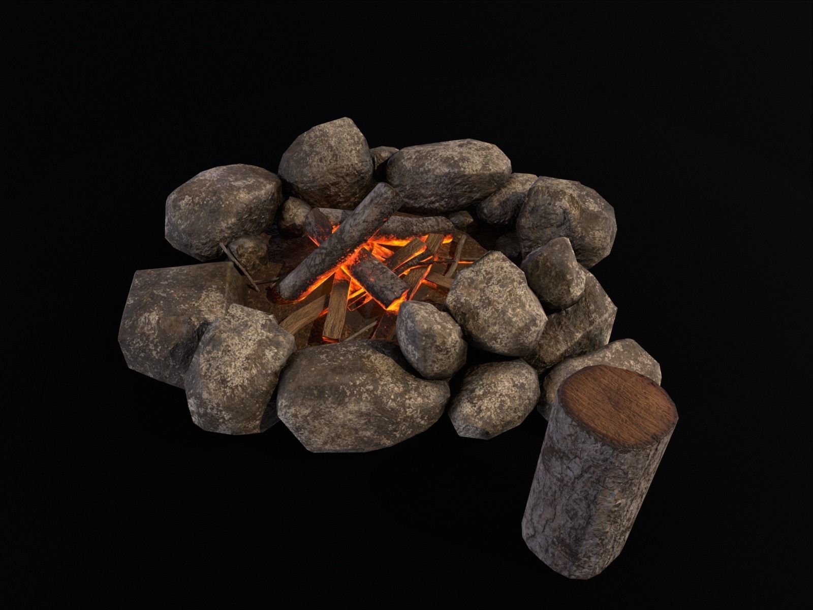 Small Fire Pit Low-poly 3D model_18