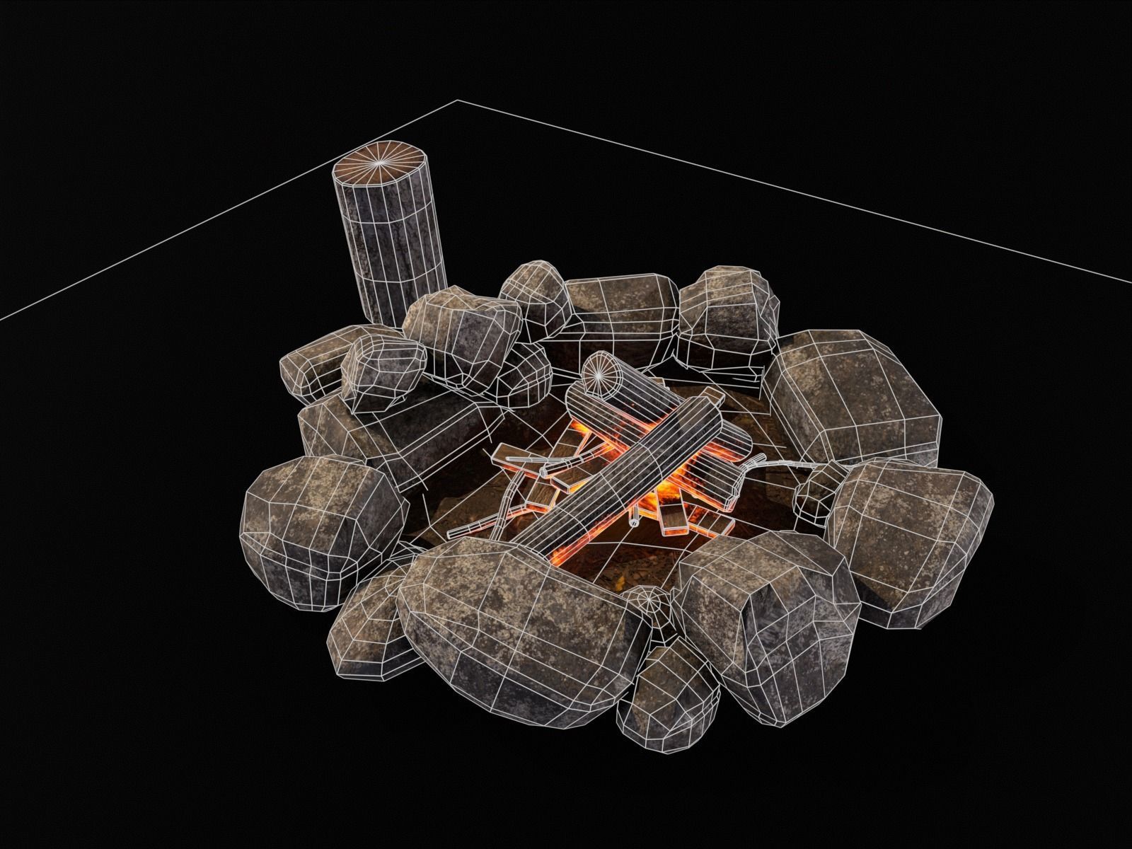 Small Fire Pit Low-poly 3D model_7