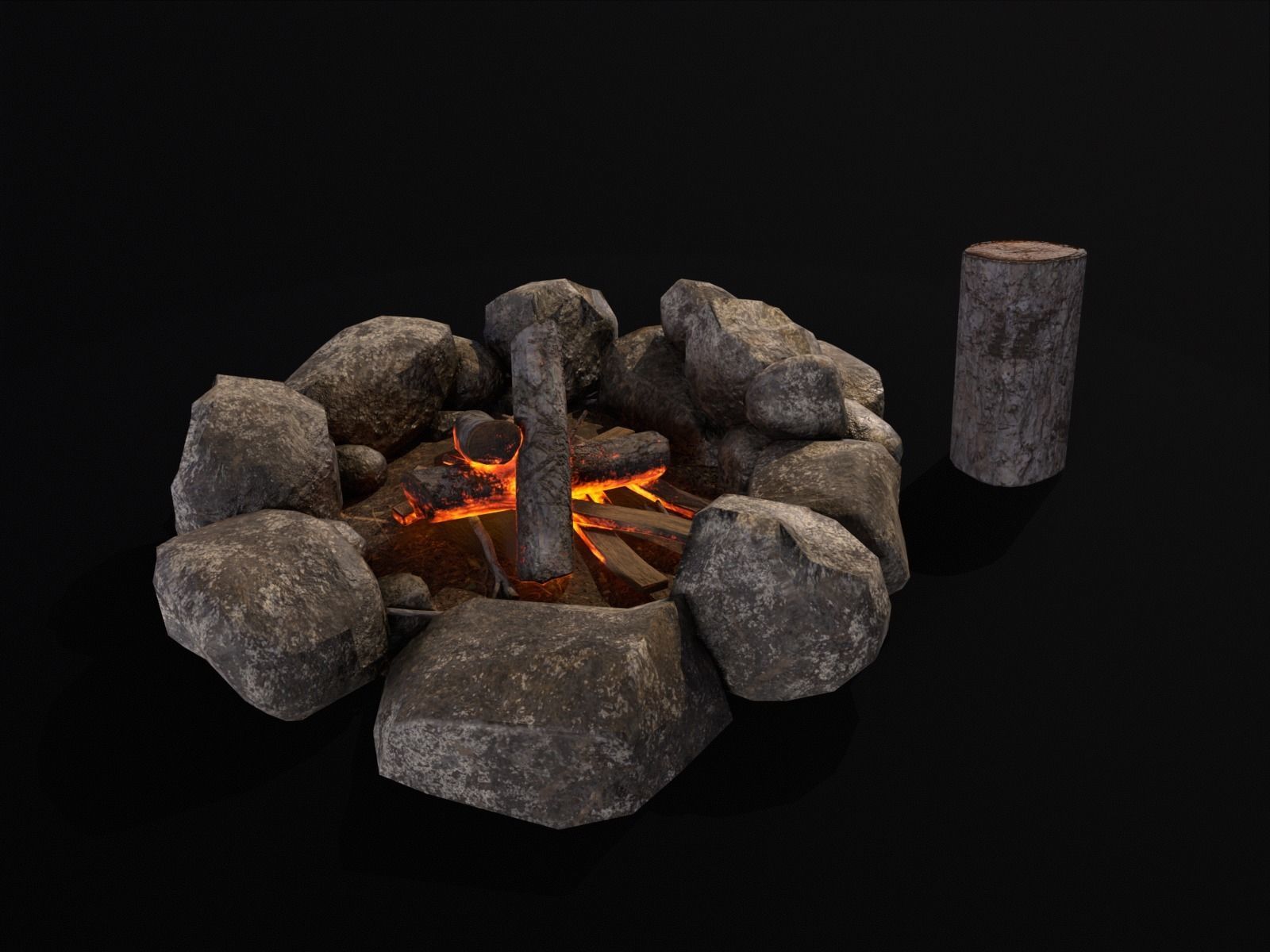 Small Fire Pit Low-poly 3D model_14