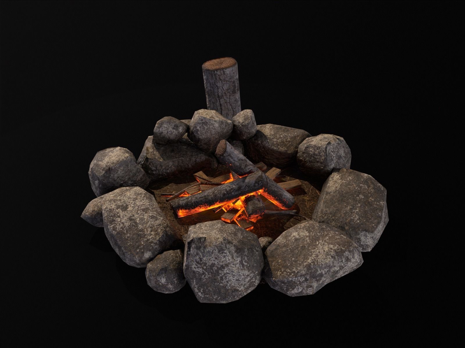 Small Fire Pit Low-poly 3D model_8