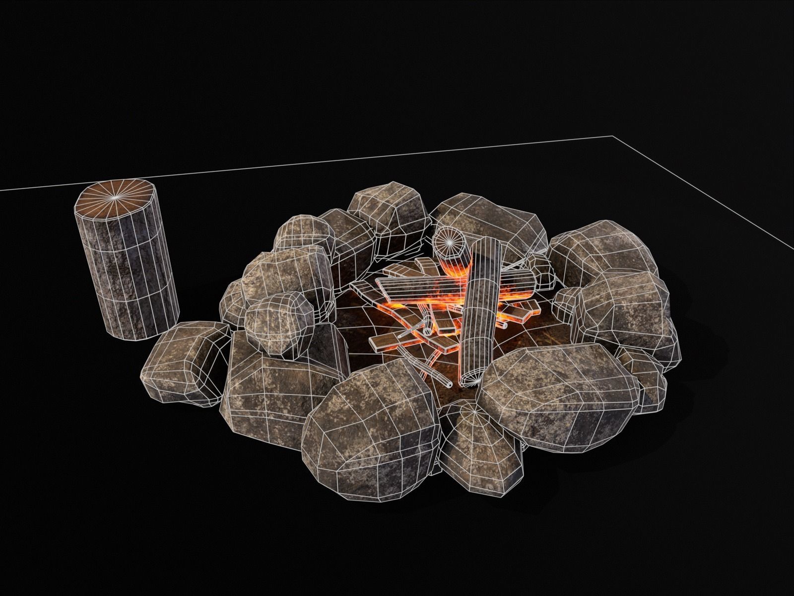 Small Fire Pit Low-poly 3D model_5