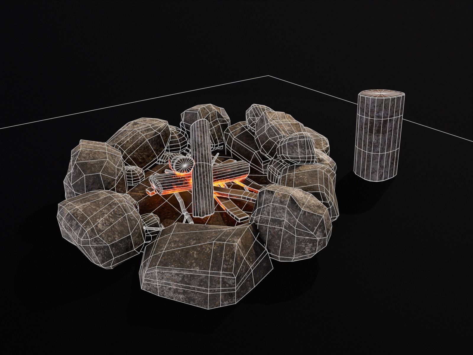 Small Fire Pit Low-poly 3D model_15