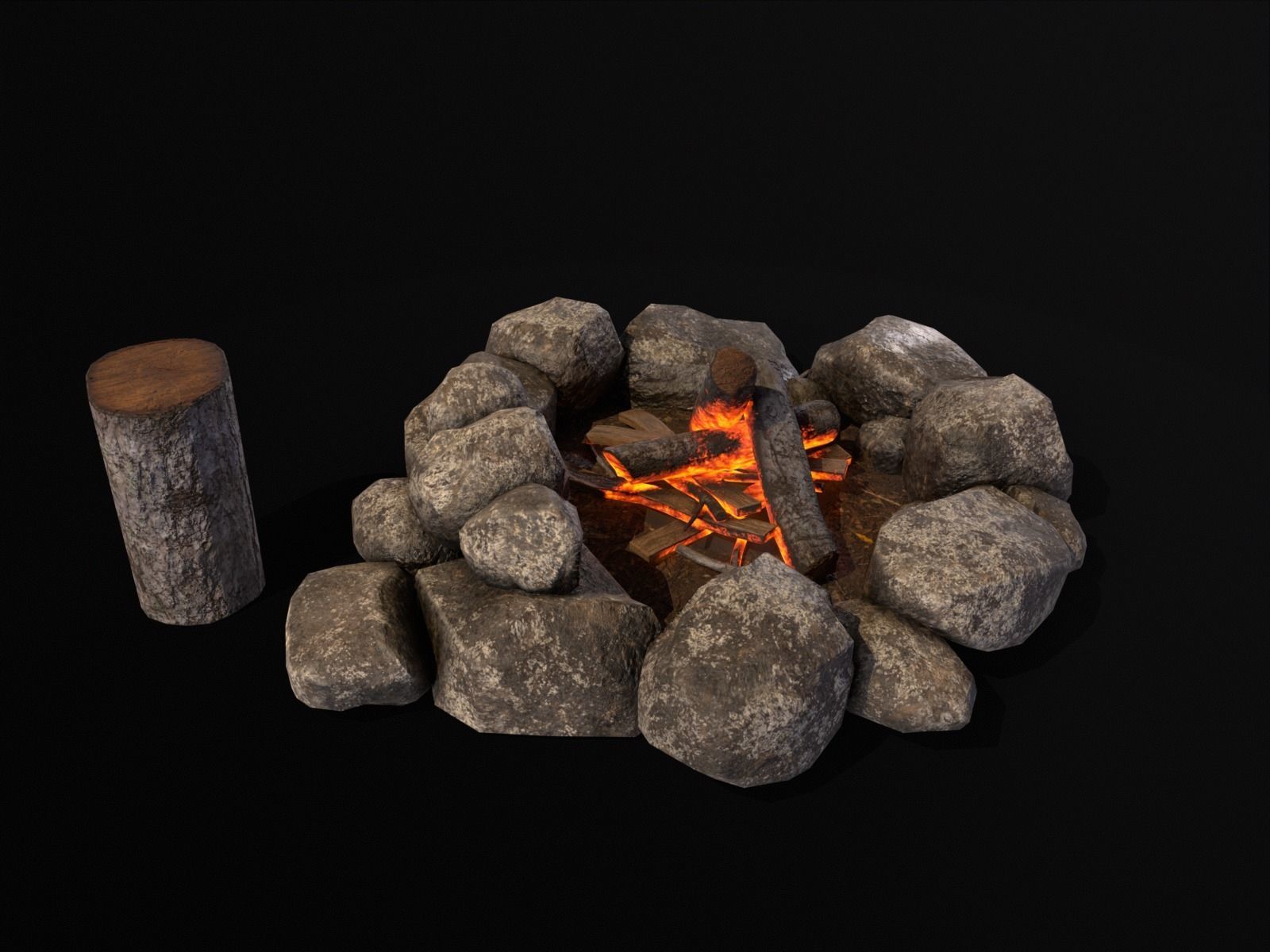 Small Fire Pit Low-poly 3D model_2