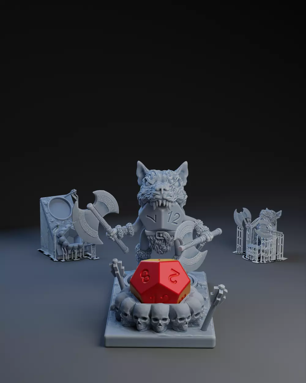 Dice Keepers - D12 Barbarian miniature and polyhedral dice stand 3D print model