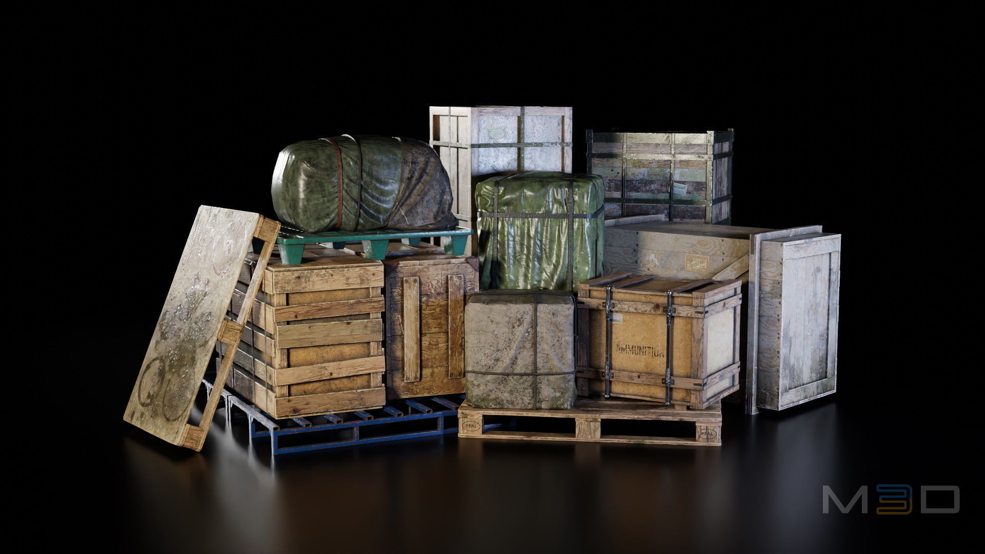 Boxes Collection Low-poly 3D model_3