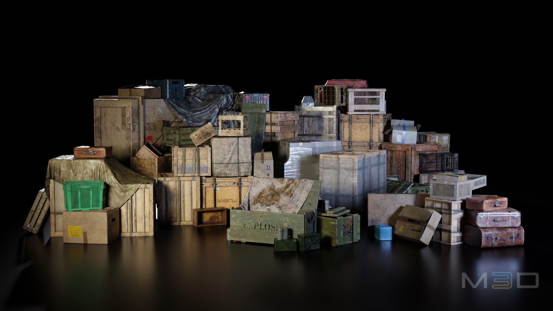 Boxes Collection Low-poly 3D model_4