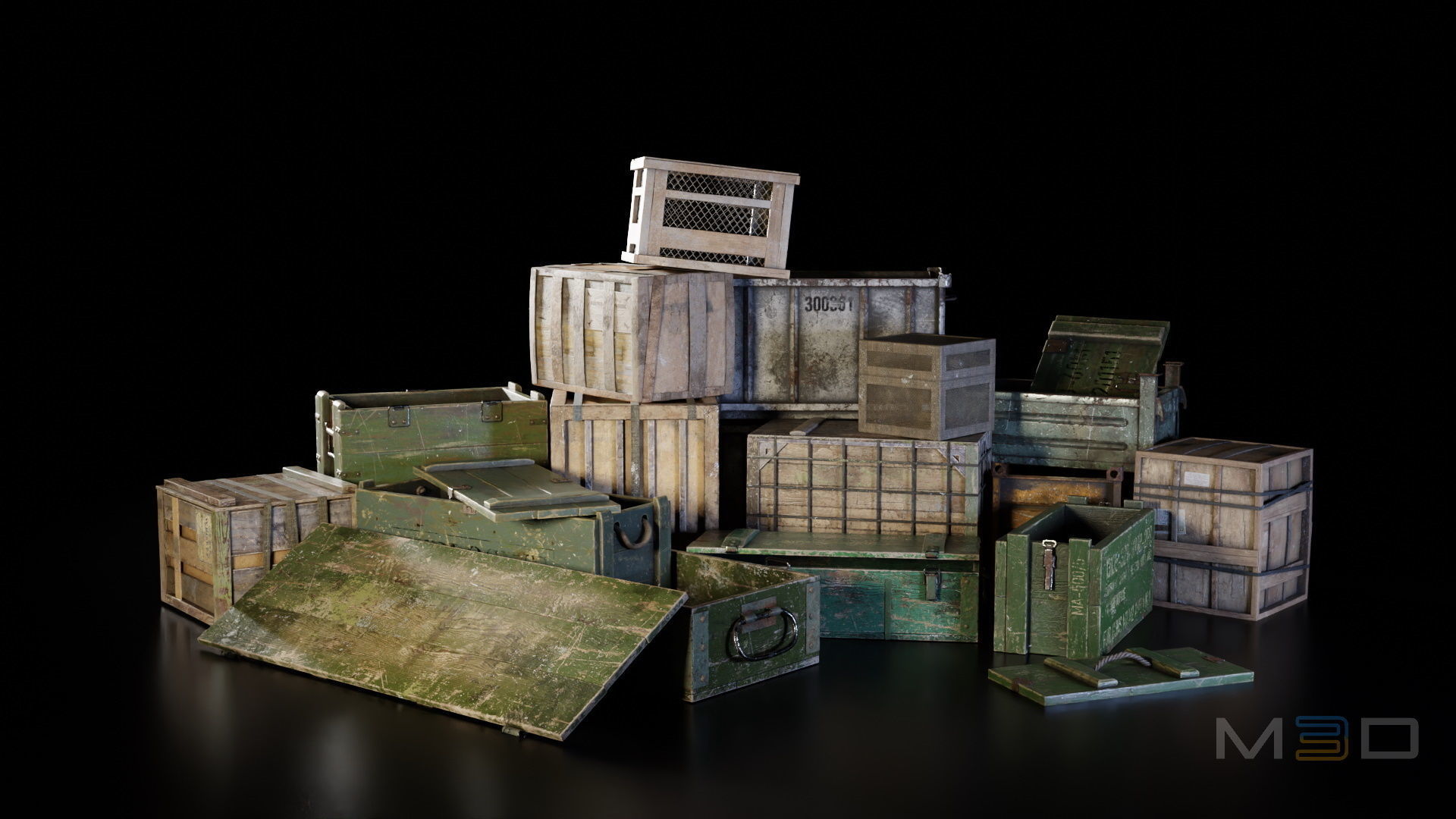 Boxes Collection Low-poly 3D model_2