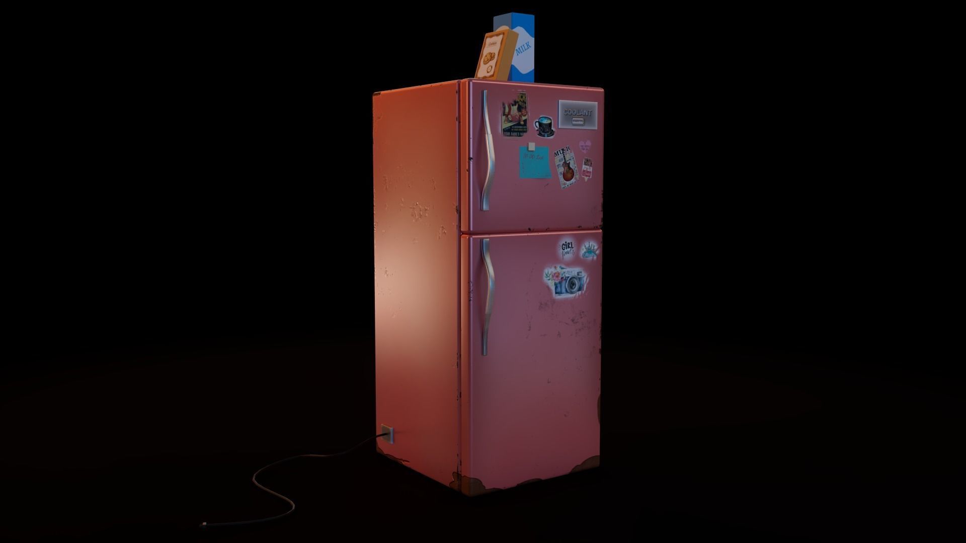 Refrigerator Low-poly 3D model_2