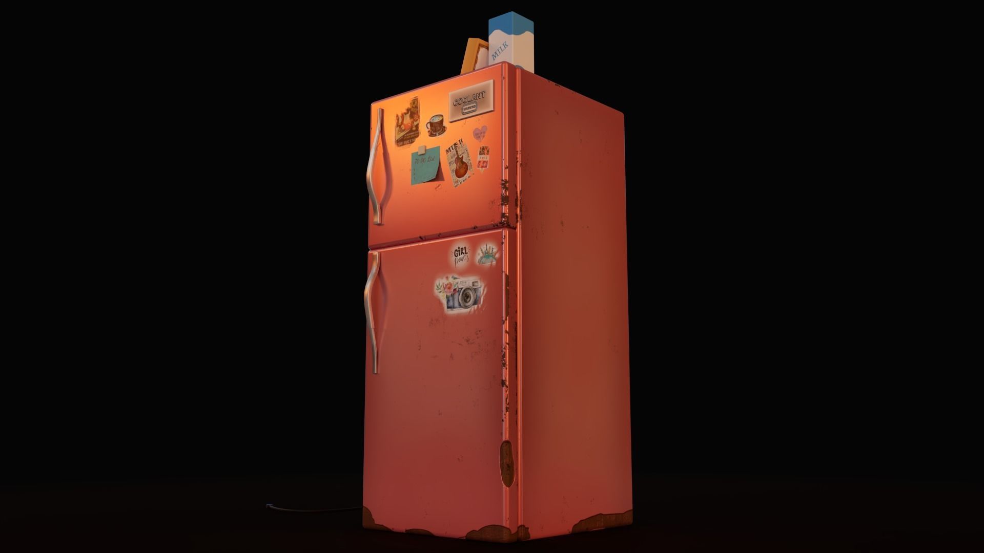 Refrigerator Low-poly 3D model_1