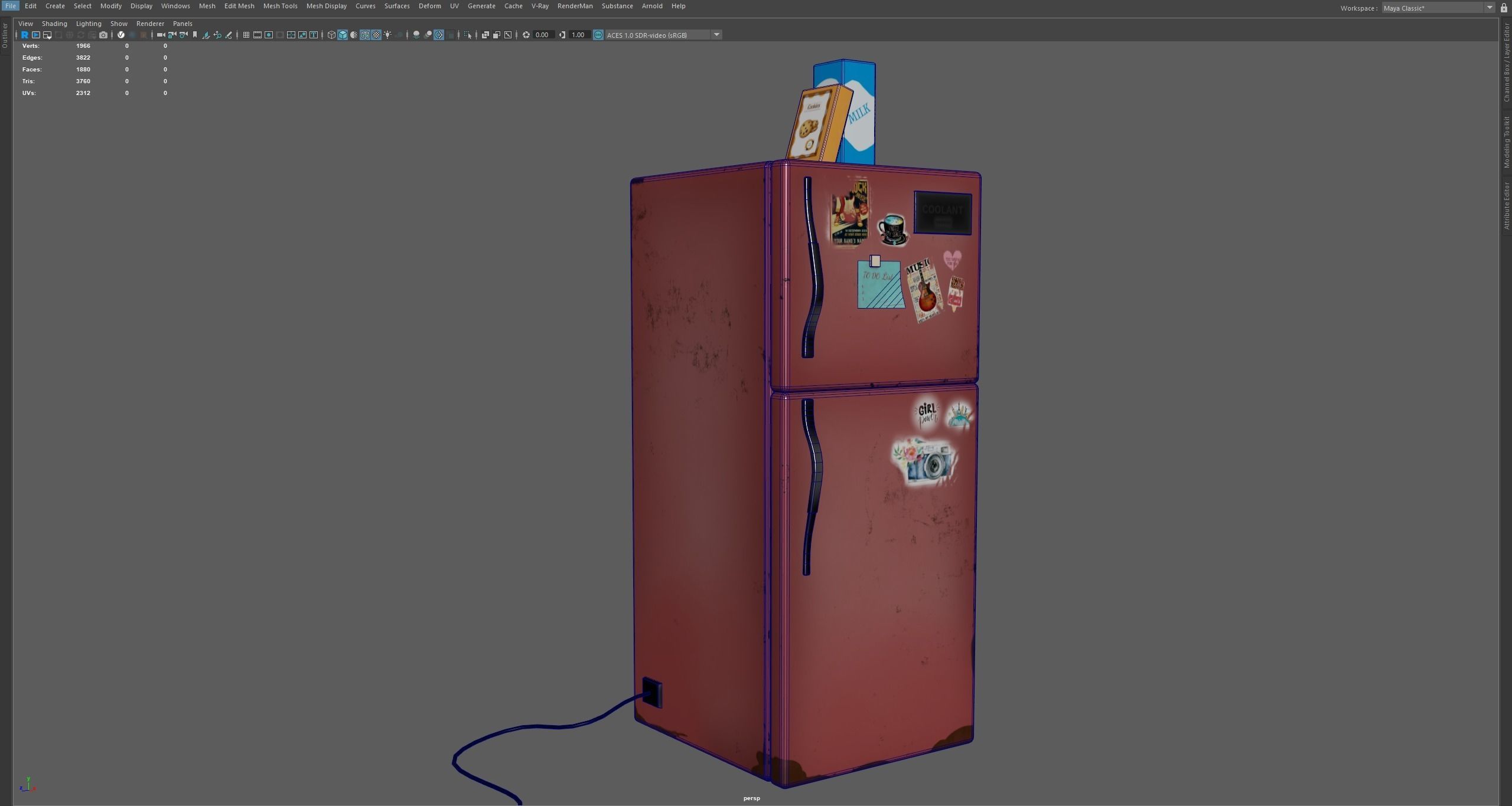 Refrigerator Low-poly 3D model_13