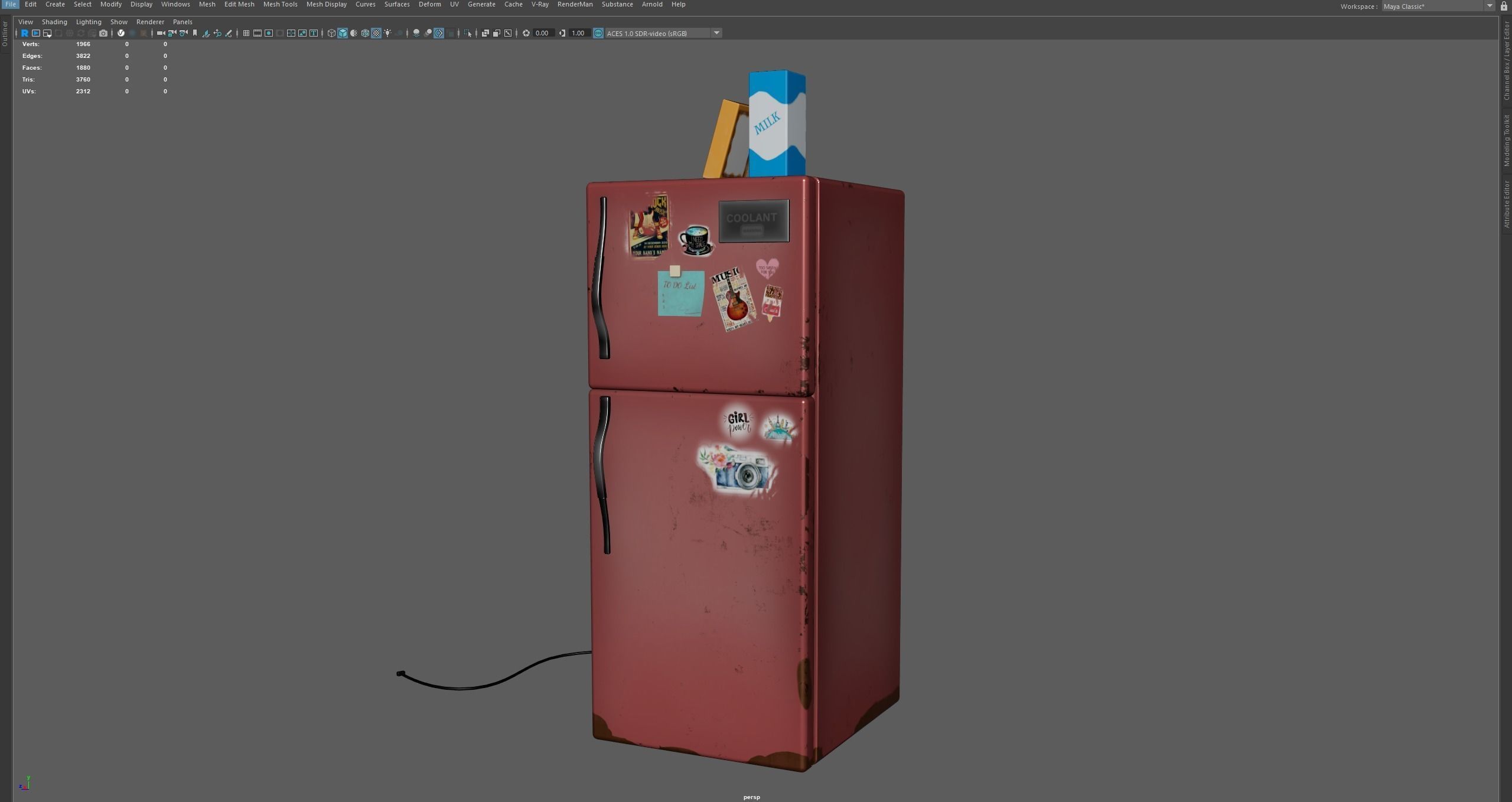 Refrigerator Low-poly 3D model_12