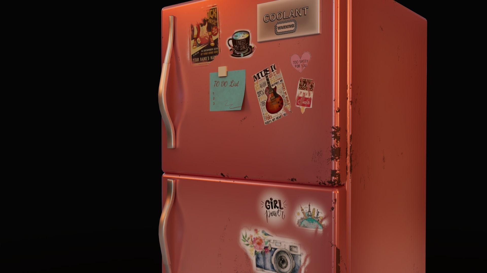 Refrigerator Low-poly 3D model_3