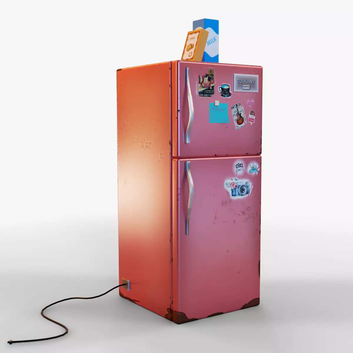 Refrigerator Low-poly 3D model_0