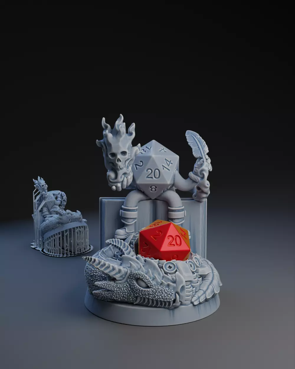 Dice Keepers - D20 Master miniature and polyhedral dice stand 3D print model_0