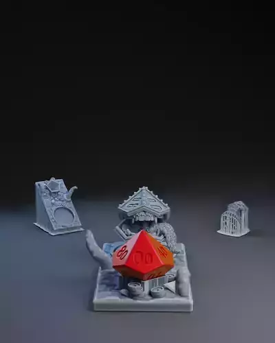 Dice Keepers - D100 Mimic miniature and polyhedral dice stand