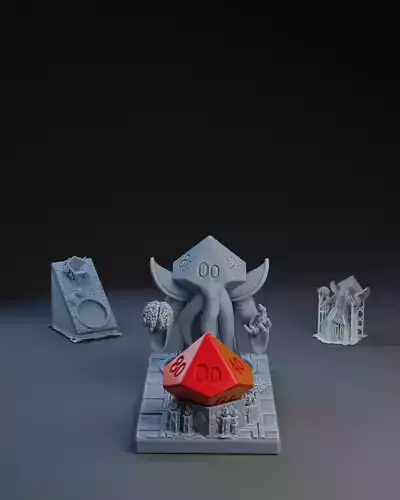 Dice Keepers - D100 Mindflayer mini and polyhedral dice stand 3D print model