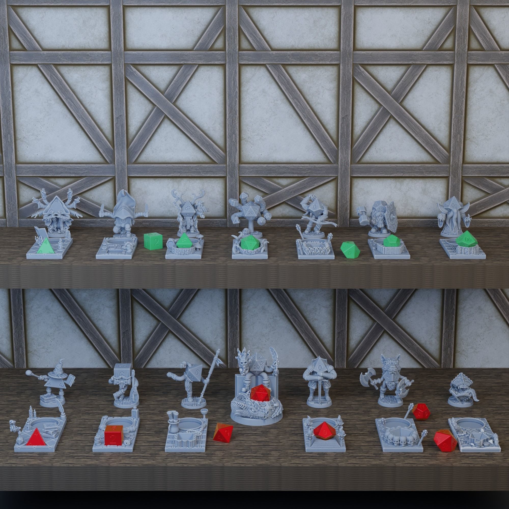 Dice Keepers - D100 Mindflayer mini and polyhedral dice stand 3D print model_3