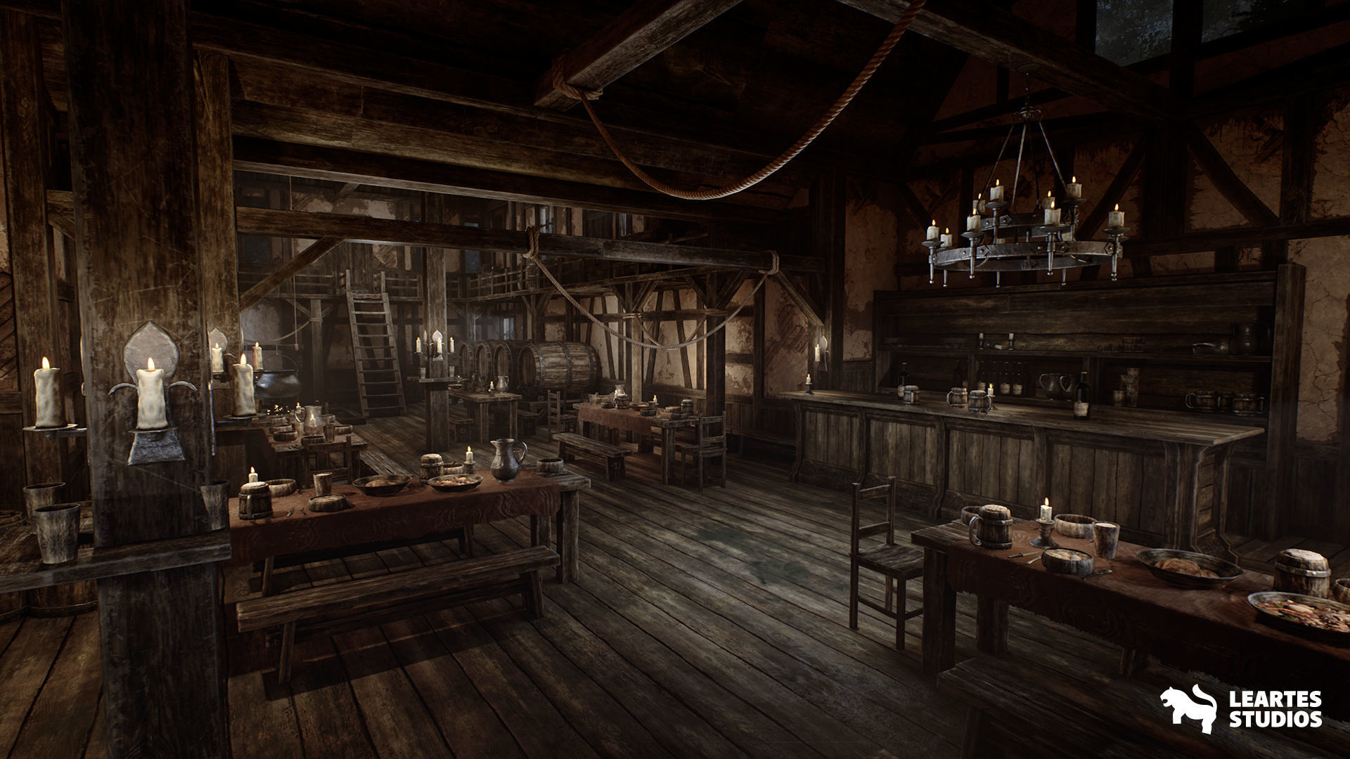 Medieval Tavern Low-poly 3D model_16