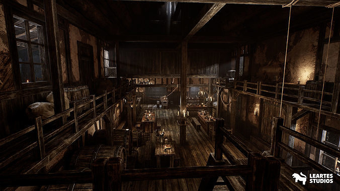 Medieval Tavern Low-poly 3D model 5