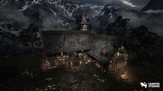 Medieval Tavern Low-poly 3D model 6