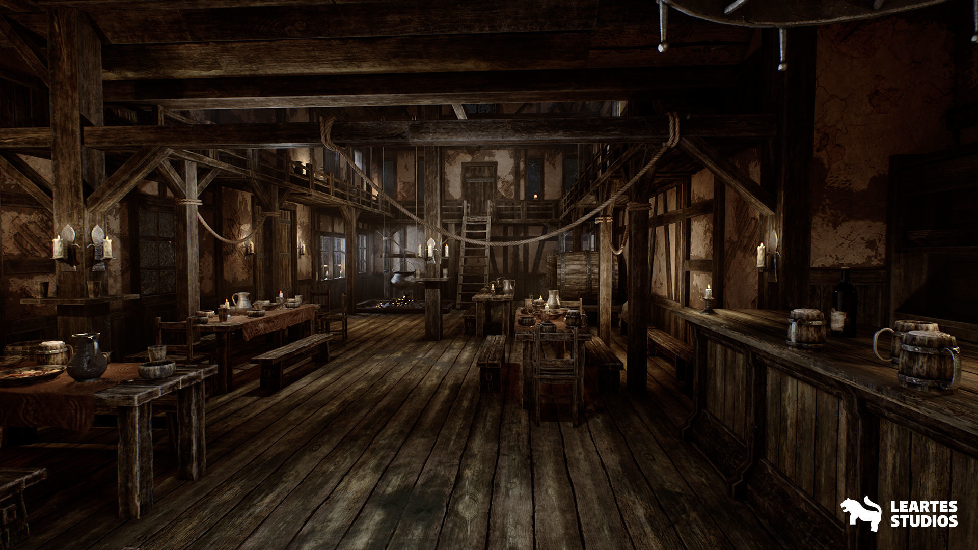 Medieval Tavern Low-poly 3D model_14