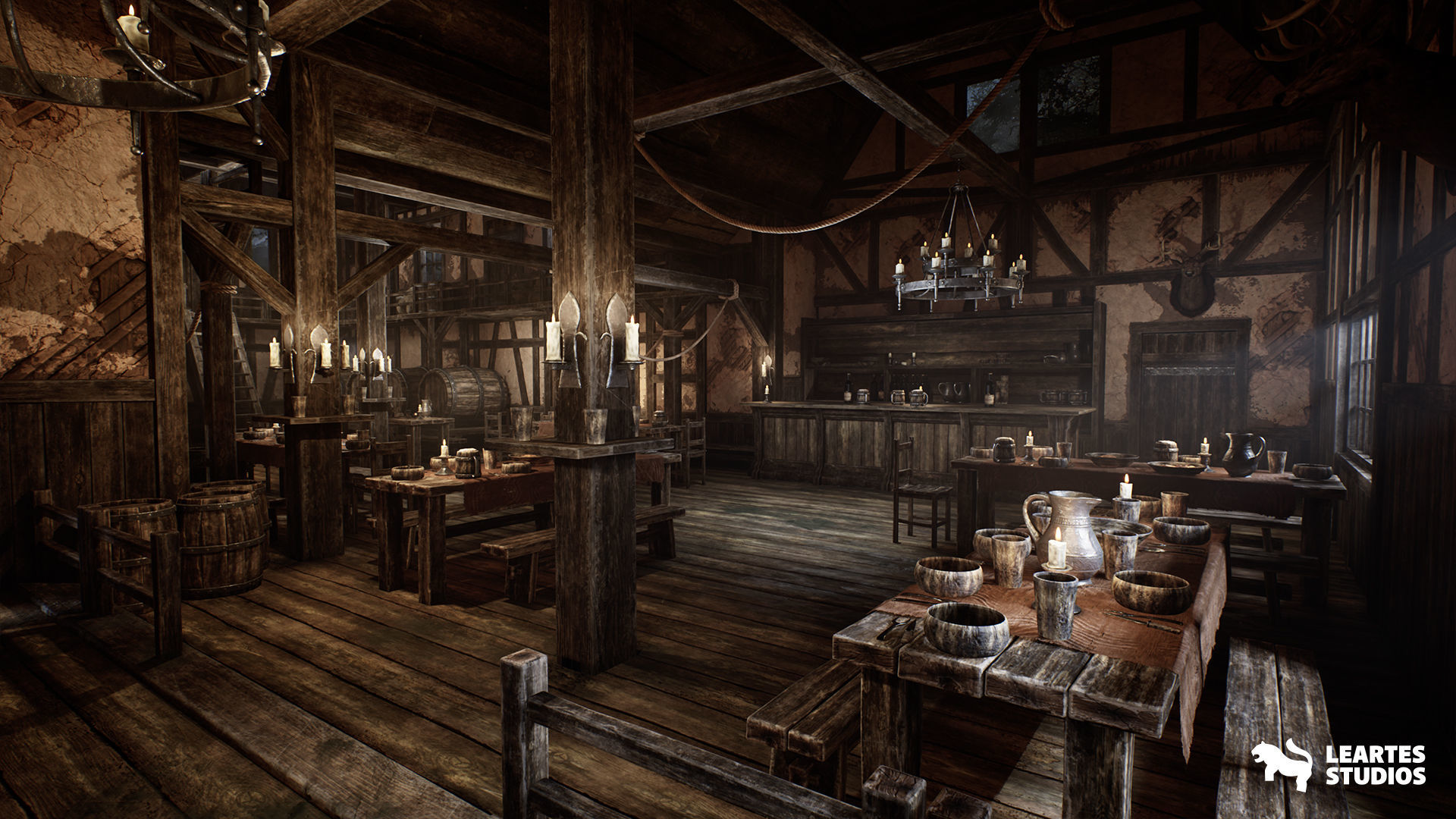Medieval Tavern Low-poly 3D model_2