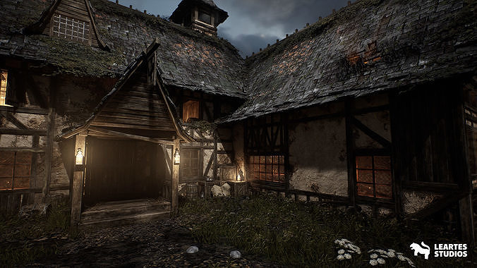 Medieval Tavern Low-poly 3D model 7
