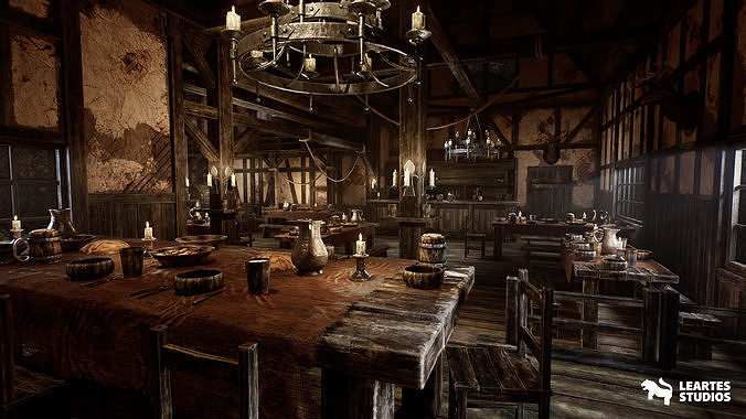 Medieval Tavern Low-poly 3D model 4