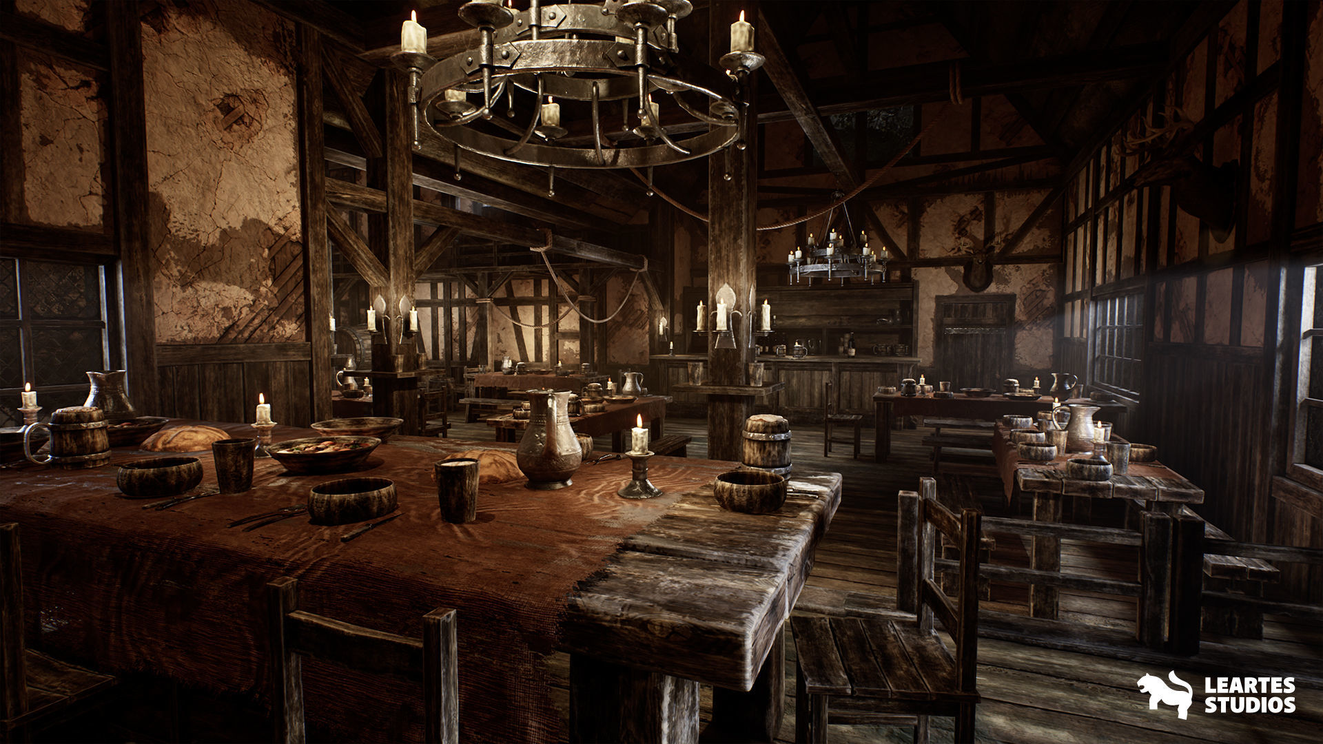 Medieval Tavern Low-poly 3D model_4